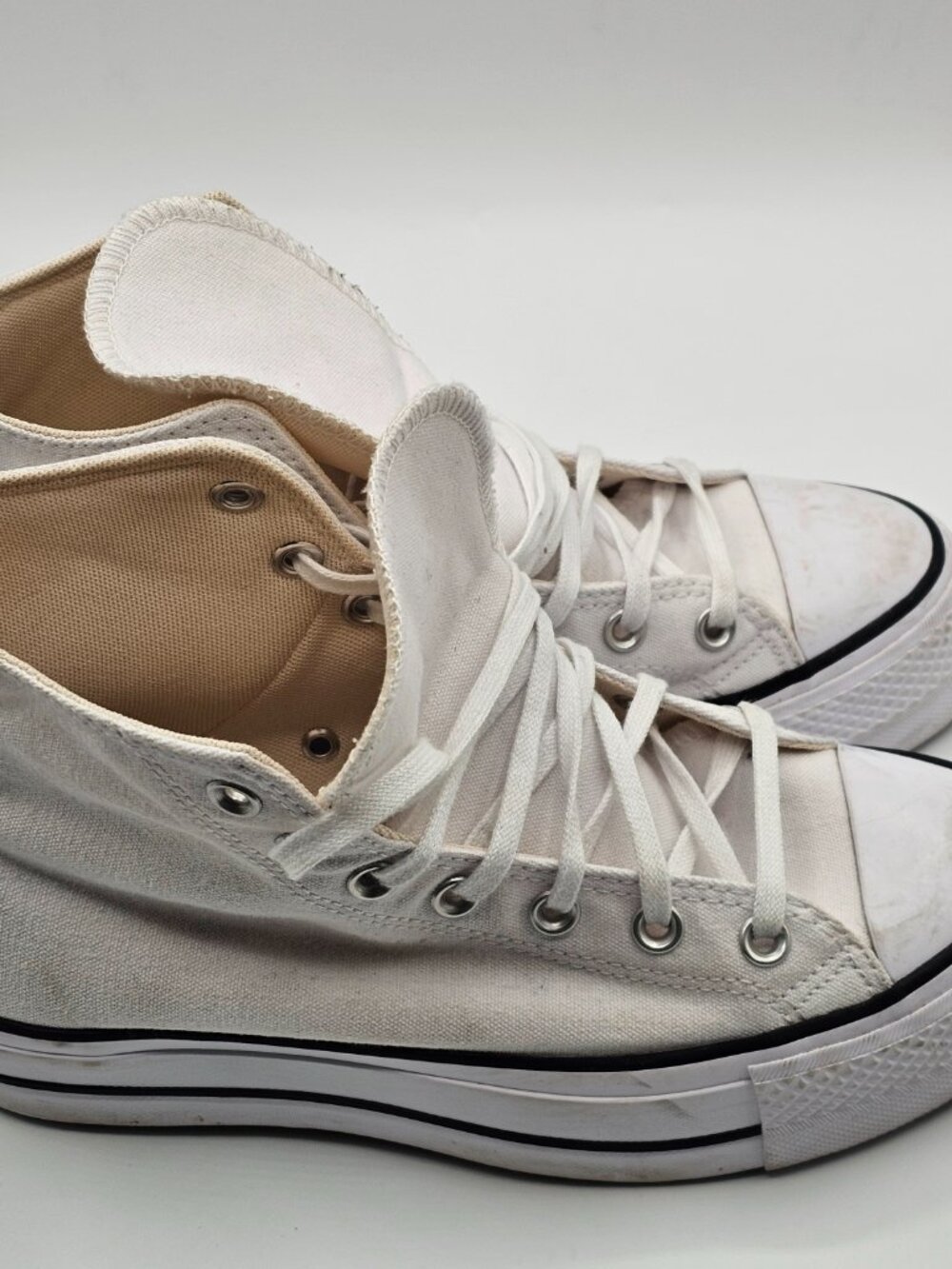 Converse All Star Lift High Top Platform Women’s 8 White Canvas Sneakers Chucks - Picture 9 of 10